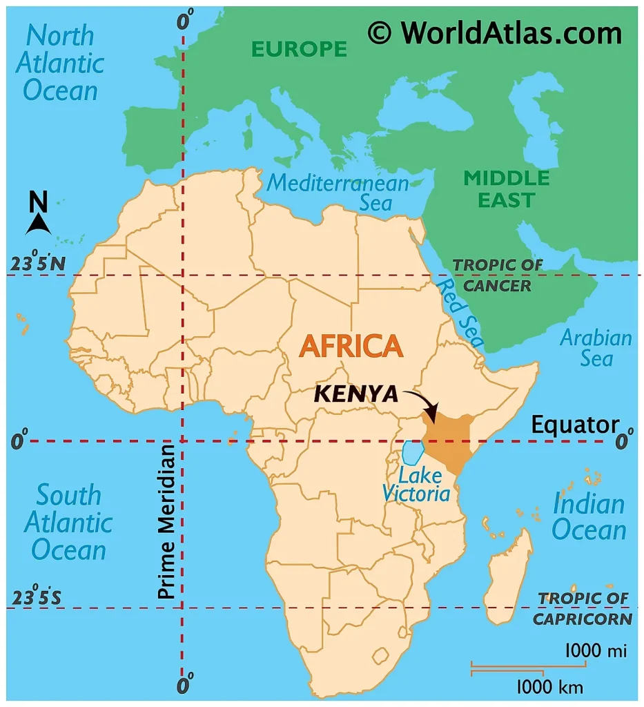 Kenya tours and safaris location of Kenya on the Map